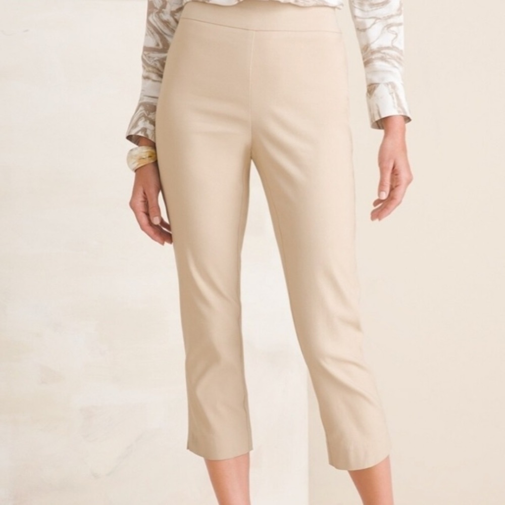 New Chico's So Slimming Brigitte Crop Pull On Pants Size 4 PETITE